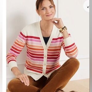 Talbots size M vibrant striped girlfriend cardigan sweater